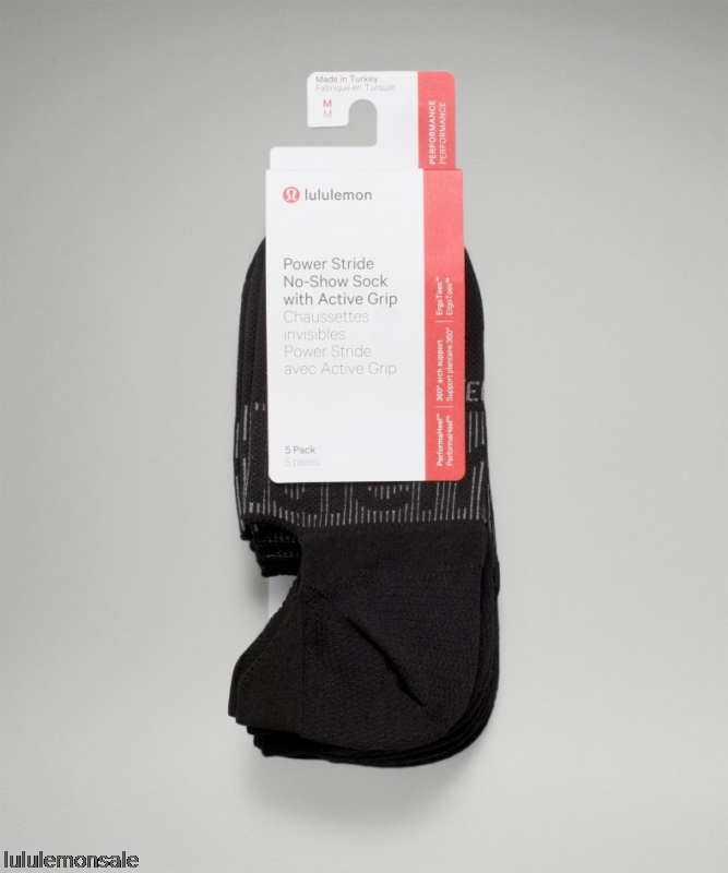 Lululemon Damen DELULU437 | Schwarz Power Stride No-show Socke Mit Active Grip 5er Pack Nur Online
